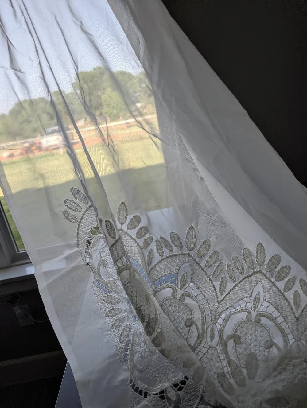Cream Off White Boho Romantic Lace Mesh Sheer Panels Intricate Floral Pattern